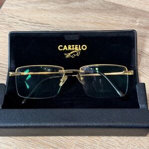 Cartelo 18k Gold plated Titanium Men Rimless titanium eyeglasses Rectangular
